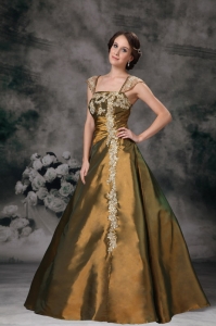 Brown Appliques Prom / Evening Dress Square Floor-length