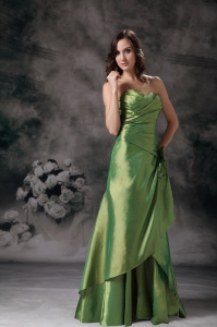 Green Hand Made Flowers Prom Dress Column Sweetheart