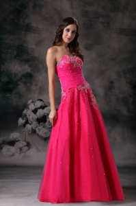 Sweetheart Beading Red Prom Dress A-line Organza