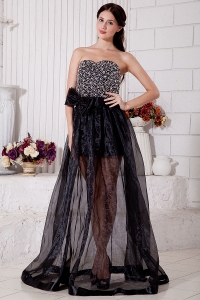 Beading Prom / Evening Dress Black Empire Organza