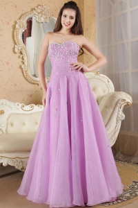 Beading Prom / Evening Dress Lavender Sweetheart Organza