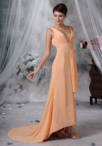 High Slit Prom / Evening Dress High-low Light Orange