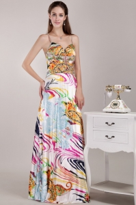Multi-color Prom Dress Print Beading Straps Empire
