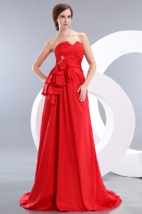 Sweetheart Taffeta Beading Red Prom / Evening Dress Brush