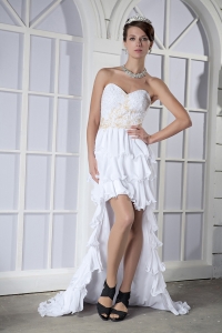 Sweetheart White High-low Prom Dress Chiffon Beading