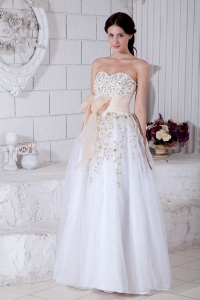 White Organza Appliques Prom / Evening Dress Sweetheart