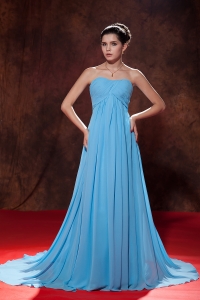 Empire Strapless Baby Blue Prom Dress Court Tain Ruch