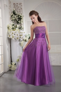 Tulle Taffeta Beading Lavender Prom / Graduation Dress