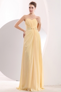 Chiffon Beading Brush Prom/Evening Dress Light Yellow Empire