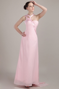 Pink Chiffon New Style Prom Dress Empire V-neck Ankle-length