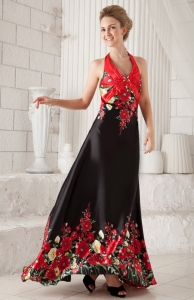 Multi-color Prom / Evening Dress Halter Printing Beading