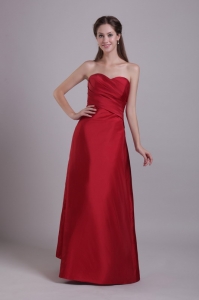 Sweetheart Wine Red Prom Dress Taffeta Strapless Ruch