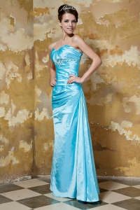 Aqua Blue Prom Evening Dress Sweetheart Taffeta Beading