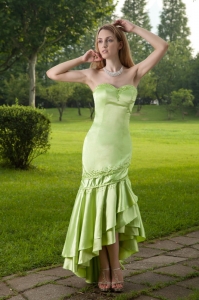 Green Mermaid Sweetheart High-low Taffeta Beading Prom Dress