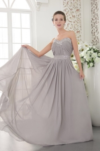Grey Sweetheart Brush Train Beading and Ruch Prom Evening Dress