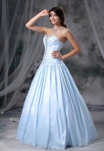 Beaded Sweetheart Organza and Taffeta Light Blue Prom Dress