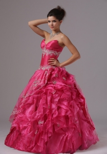 Ruffled Layers V-neck Appliques and Sweetheart Prom Dress