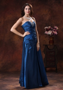Sky Blue Strapless Beaded Sweetheart Prom Evening Dress