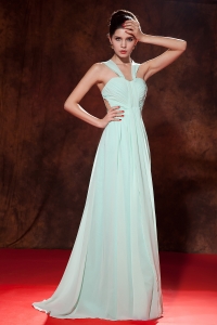 Apple Green Straps Floor-length Chiffon Prom Dress