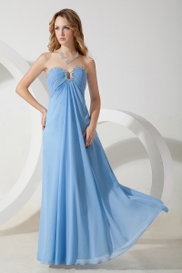 Baby Blue Sweetheart Chiffon Beading Prom Evening Dress