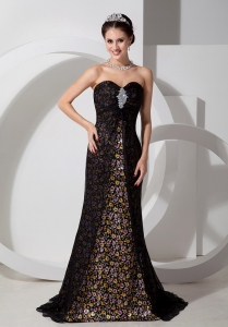 Black Tulle over Pringting Flower Celebrity Evening Dresses