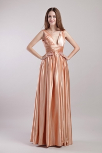 High-class Empire V-neck Prom Dress with Straps in Spring