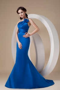 Mermaid One Shoulder Pageant Dress with Hand-made Flower