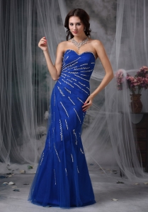 Royal Blue Mermaid Beading Prom Celebrity Dresses in Spring