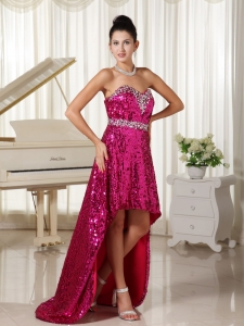 Paillette High-low Party Celebrity Pageant Dresses Red