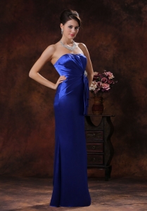 Mermaid Royal Blue Prom Evening Dress Beaded Ruching