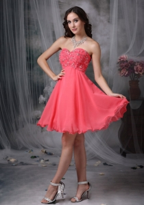 Watermelon Red Beading Prom Cocktail Dresses Sweetheart