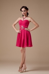 Cocktail Holiday Dresses Ruched Red Sweetheart Beading
