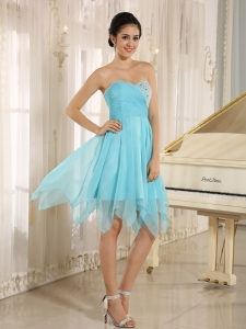 Aqua Blue Beading Cocktail Homecoming Dresses Ruch