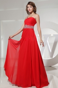 Beaded One Shoulder Red Prom Homecoming Dresses Ruch