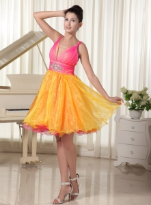 Colorful Prom Cocktail Dresses Ruch Straps Beading