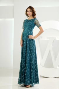 Embroidery Sleeves Tulle Prom Homecoming Dress Teal
