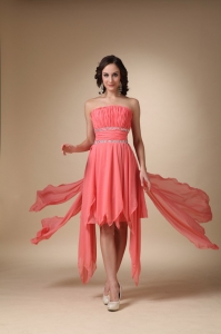 Watermelon Red Cocktail Graduation Dresses Beaded Ruch