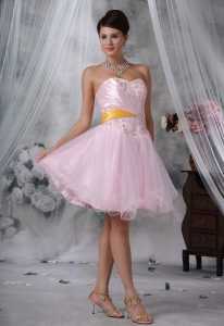 Lovely Beaded Baby Pink Mini-length Prom Cocktail Dress