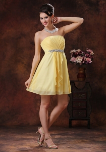 Beaded Yellow Damas Dresses for Quinceanera Ruching 2013