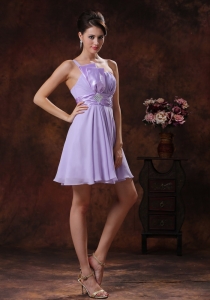 Lilac One Shoulder Ruched Sash Dama Dresses for Quince
