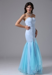Beaded Mermaid Light Blue Prom Celebrity Dresses