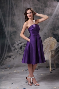 Taffeta Purple Ruch Dama Quinceanera Dresses Bowknot