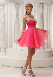 Leopard Ruched Coral Red Prom Homecoming Cocktail Dresses