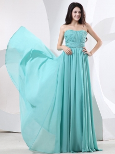 Ruched Strapless Prom Homecoming Dress Green Chiffon