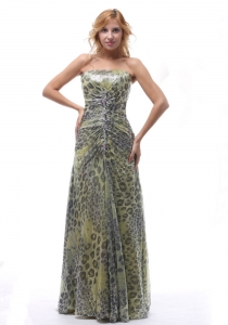 Leopard Colorful Beaded Celebrity Evening Dresses Ruching