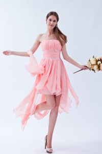 Ruched Chiffon Pink Beading Cocktail Holiday Dresses