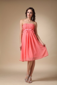 Watermelon Red Dama Dresses for Quinceanera Chiffon Ruch