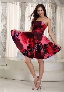 Printing Prom Cocktail Dress Colorful Mini-length Empire
