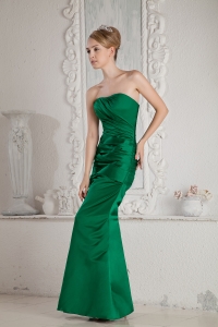 Ruched Celebrity Pageant Dress Green Mermaid Strapless