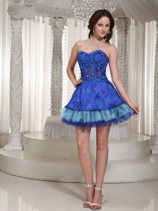 Royal Blue Prom Homecoming Dress Beaded Sweetheart Mini